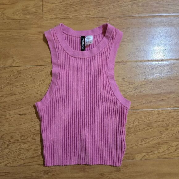 Divided by H&M Pink Knit Crop Top Size Small - Picture 1 of 3